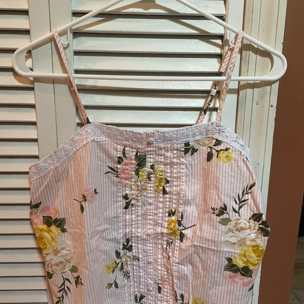 Old Navy Pink Floral Striped Top